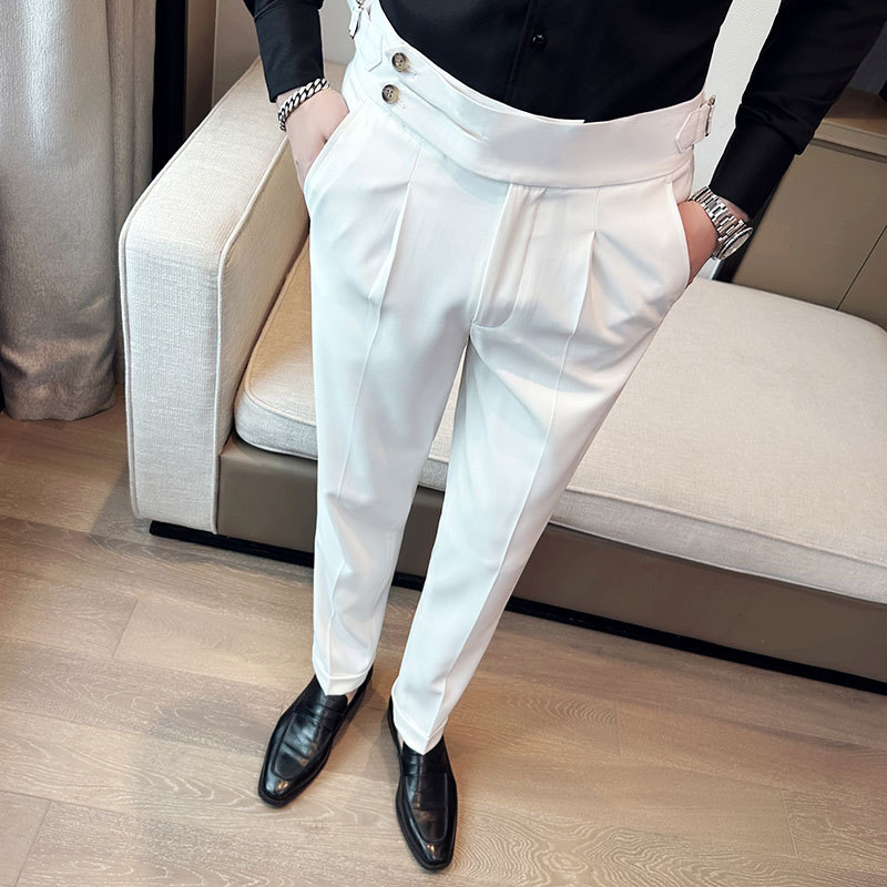 Spring and summer British Naples trousers men's Korean style slim-fitting casual trousers