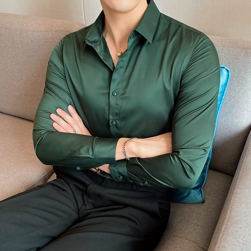 New winter clothing slim long-sleeved shirt men's velvet thickened shirt
