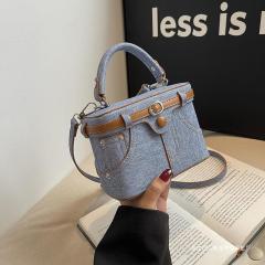Hand-held denim pattern casual small square bag 2024 new Korean version niche fashion trendy one-shoulder cross-body bag