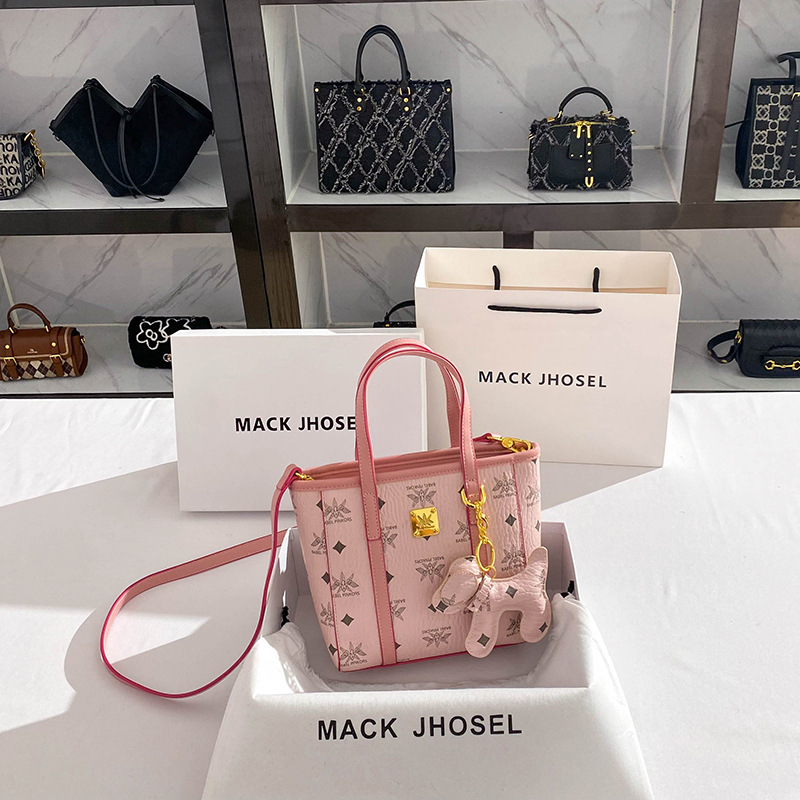 High-end texture pink bucket bag large capacity shoulder crossbody bag wholesale