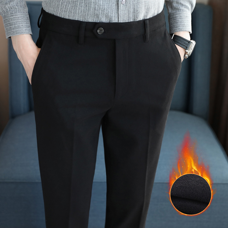 Autumn and winter thickened starry sky trousers business casual small-legged trousers suit trousers