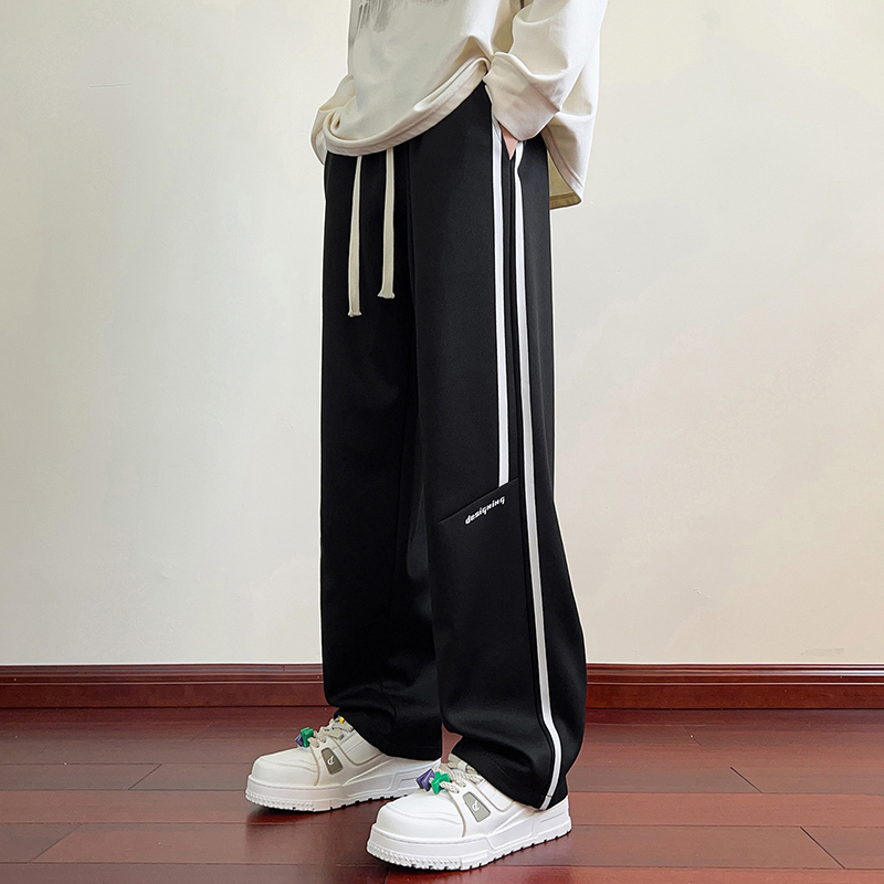 Striped pants men's autumn trendy American casual trousers loose and versatile straight-leg wide-leg pants