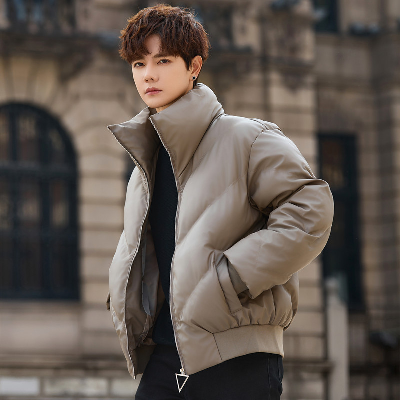 Style~Thick cotton coat, large lapel leather jacket, fashionable zipper PU leather jacket, bread suit