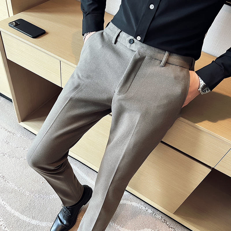 Autumn and winter trousers, slim casual solid color trousers, casual trousers, thickened mud suit trousers