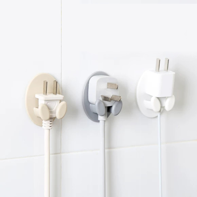 Plug hook wall adhesive kitchen hanging wire storage hook punch-free suction cup power plug storage hook