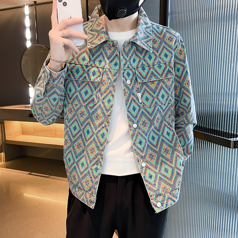 Autumn and winter men's handsome floral jacket, young and handsome