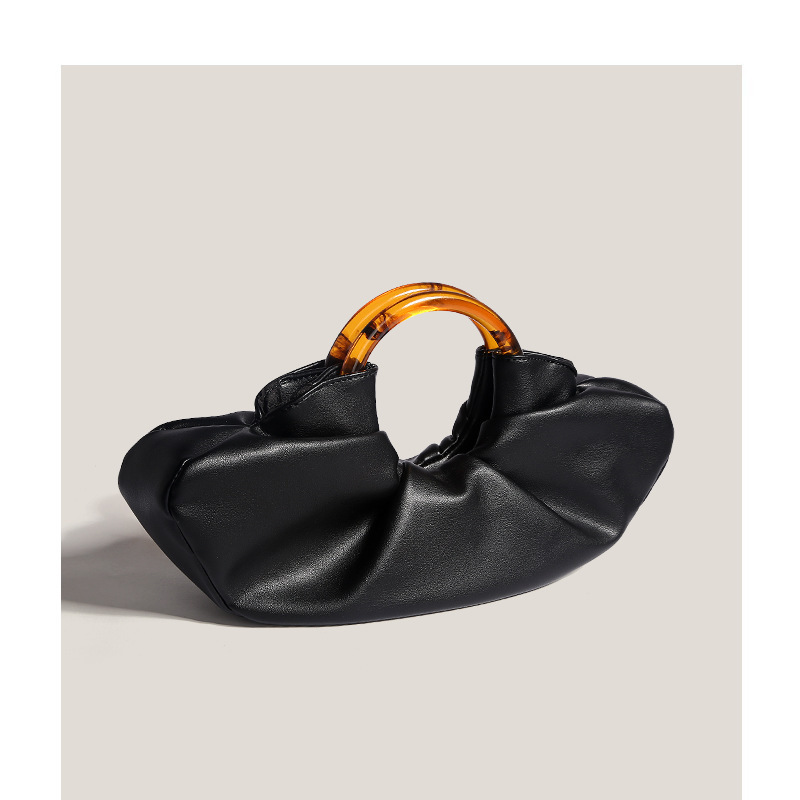 Niche croissant bag Internet celebrity same style acrylic ring handbag bag women's pleated cloud bag hand dumpling bag