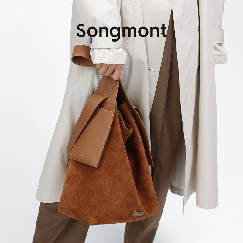songmont mountain pine suede ear-hanging tote bag one-shoulder crossbody bag lazy commuter bucket bag large bag