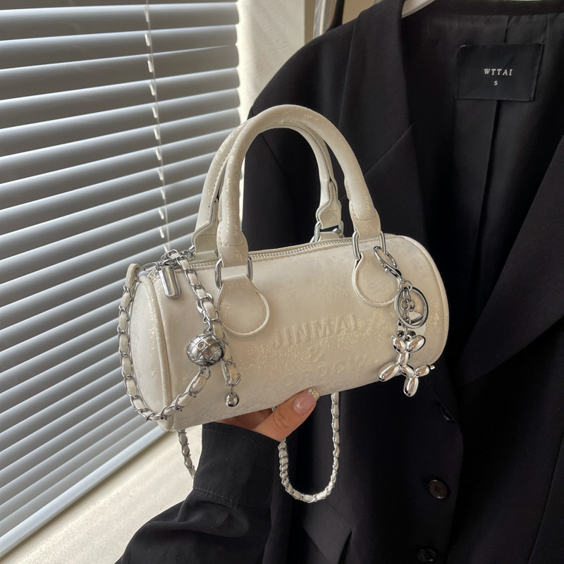 Silver bag for women summer 2024 new fashion crossbody bag versatile handheld round bag crossbody work bag