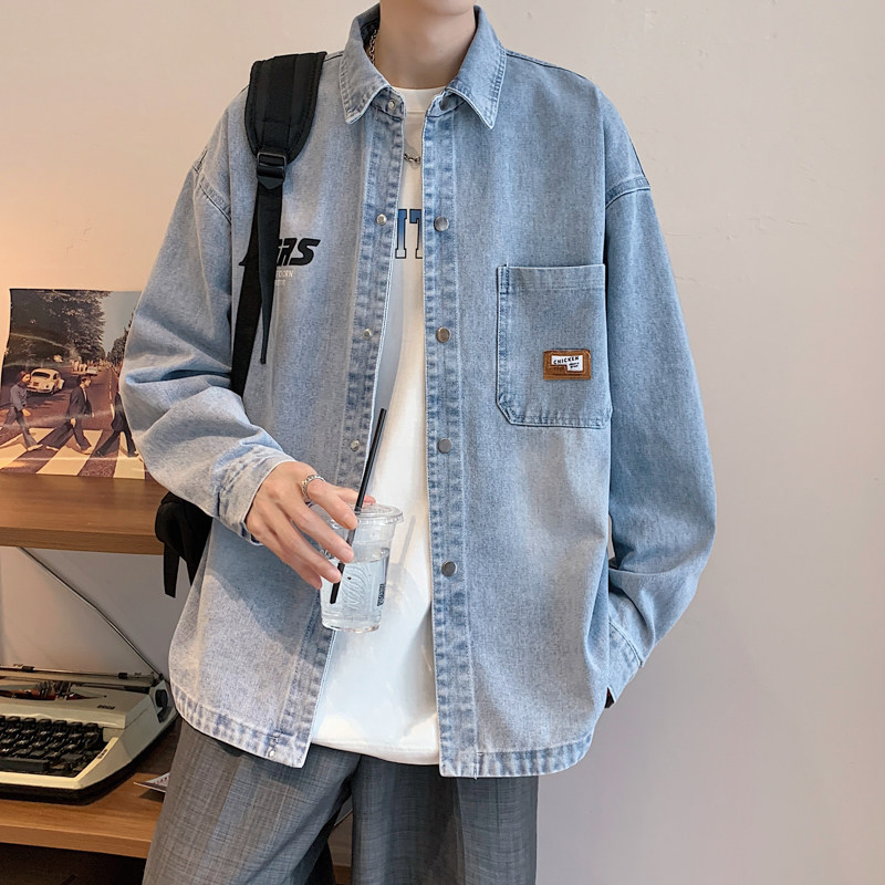 Spring new denim shirt men's loose trendy jacket denim shirt jacket jacket
