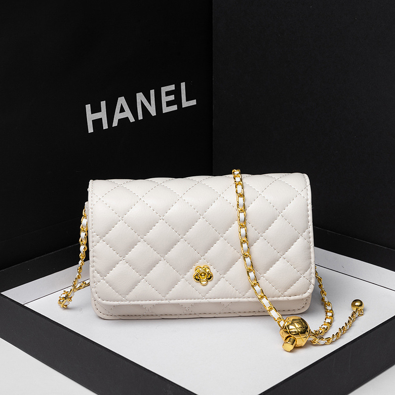 Camellia bag women's 2024 new diamond chain bag small gold ball crossbody bag versatile niche single shoulder small square bag