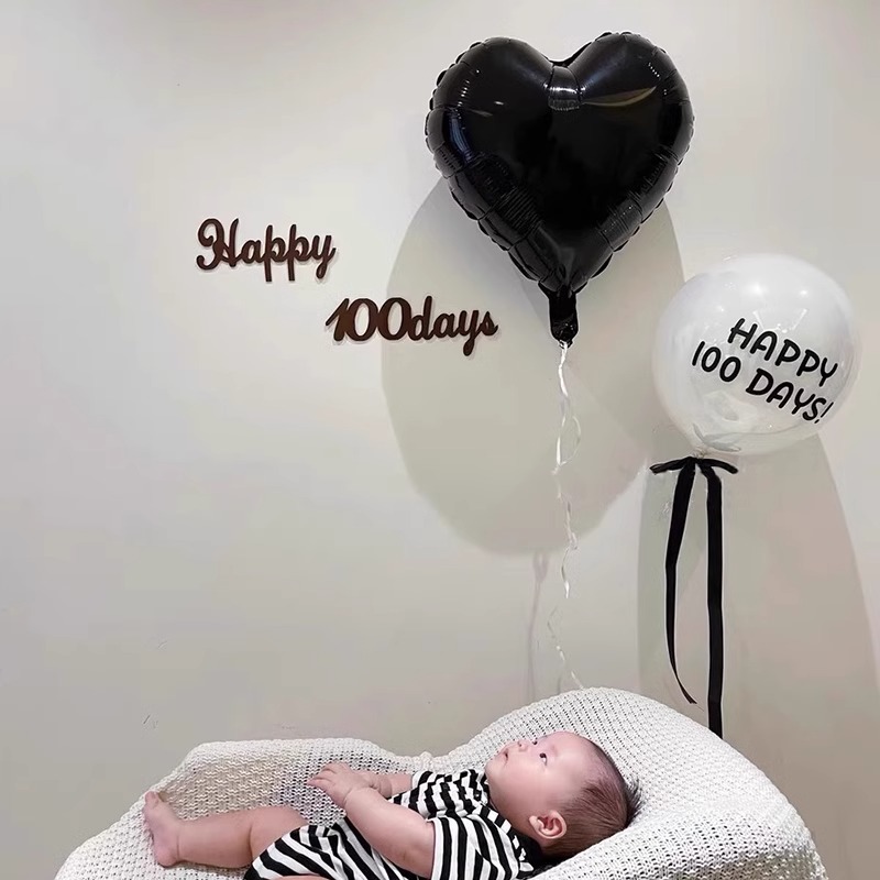 Baby's 100th Birthday Balloon Set Full Moon Catch Week Scene Layout Transparent White Double-Layered Bobo Ball