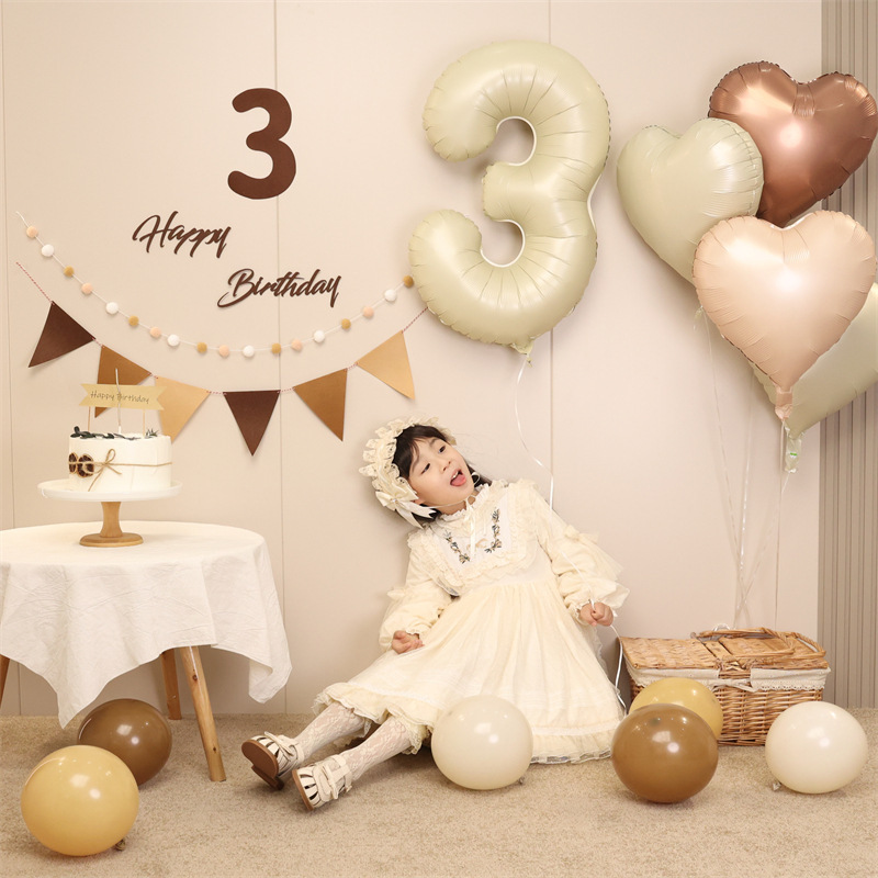 Ins style internet celebrity cream number balloon birthday one year old boy and girl party decoration scene background