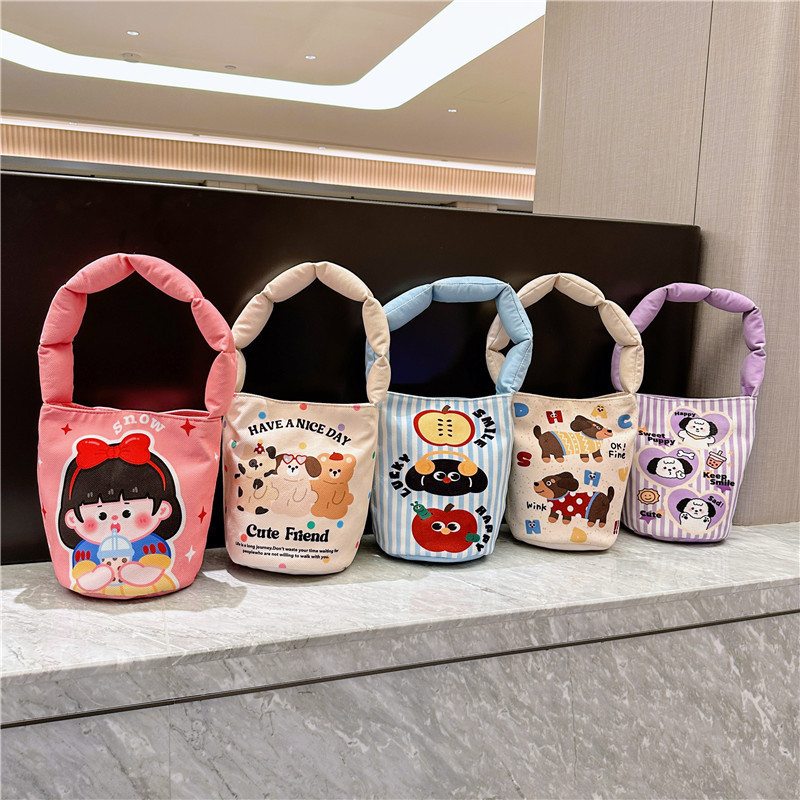 Women's single room bag cartoon illustration cotton-filled bucket portable armpit work travel photo bag