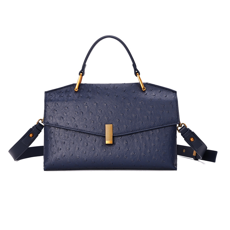 2024 new blue ostrich pattern high-quality niche fashion versatile ostrich pattern single shoulder crossbody handbag