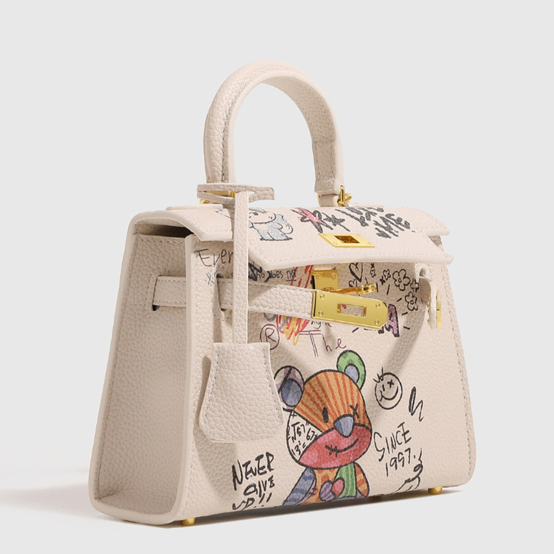 〖Cross-border women's bag〗Platinum small bag foreign trade 2024 new fashion simple graffiti women's bag single shoulder crossbody bag trendy