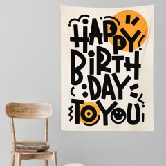 ins happy birthday hanging cloth background cloth children's one-year-old cartoon party decoration scene layout vertical flannel cloth