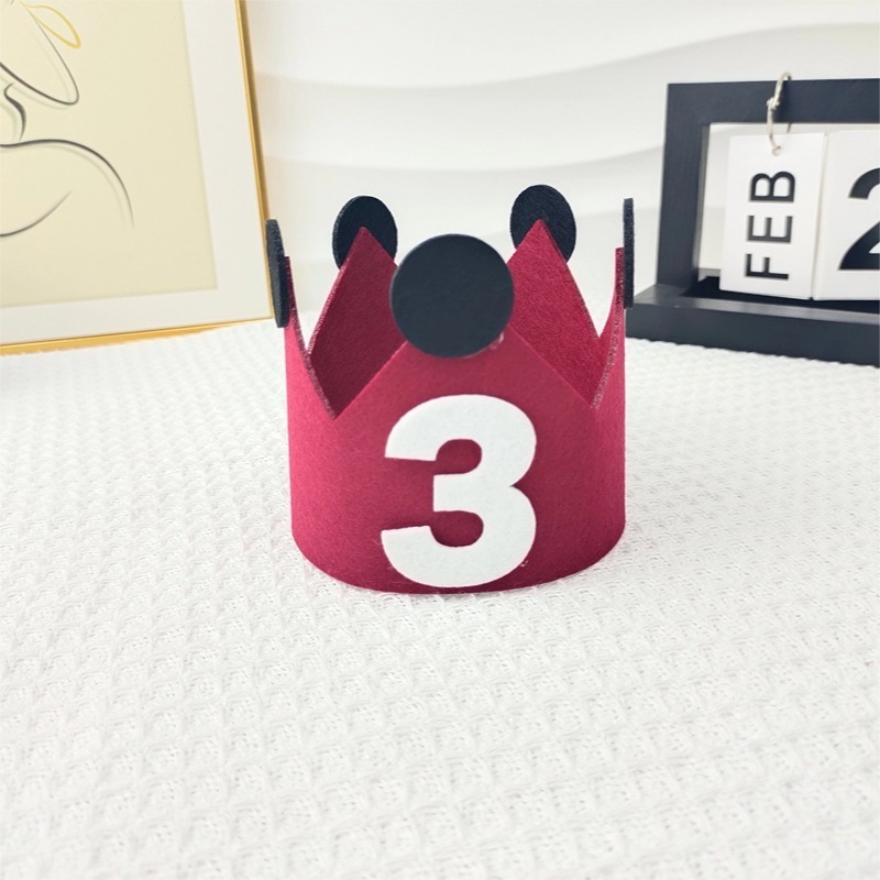 Internet celebrity felt birthday hat, birthday party red digital birthday hat, birthday atmosphere felt birthday hat