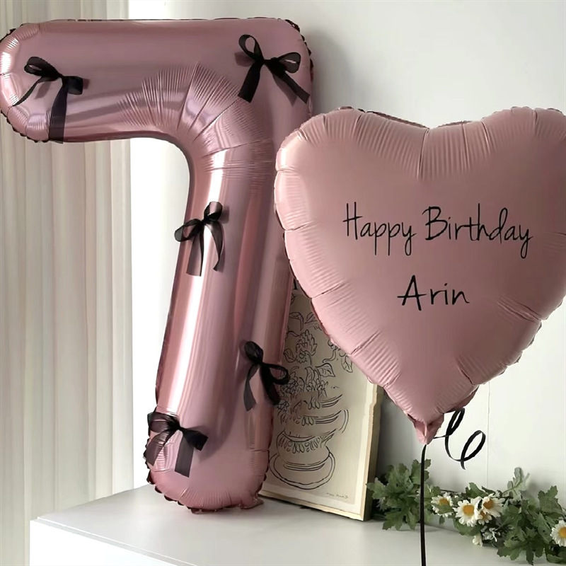 ins style pink bow ballet number balloon aluminum film 32 inch birthday atmosphere layout props party party