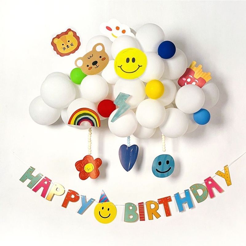 ins treasure birthday balloon stickers decorative crayon daisy star dew cardboard children's party background wall scene layout