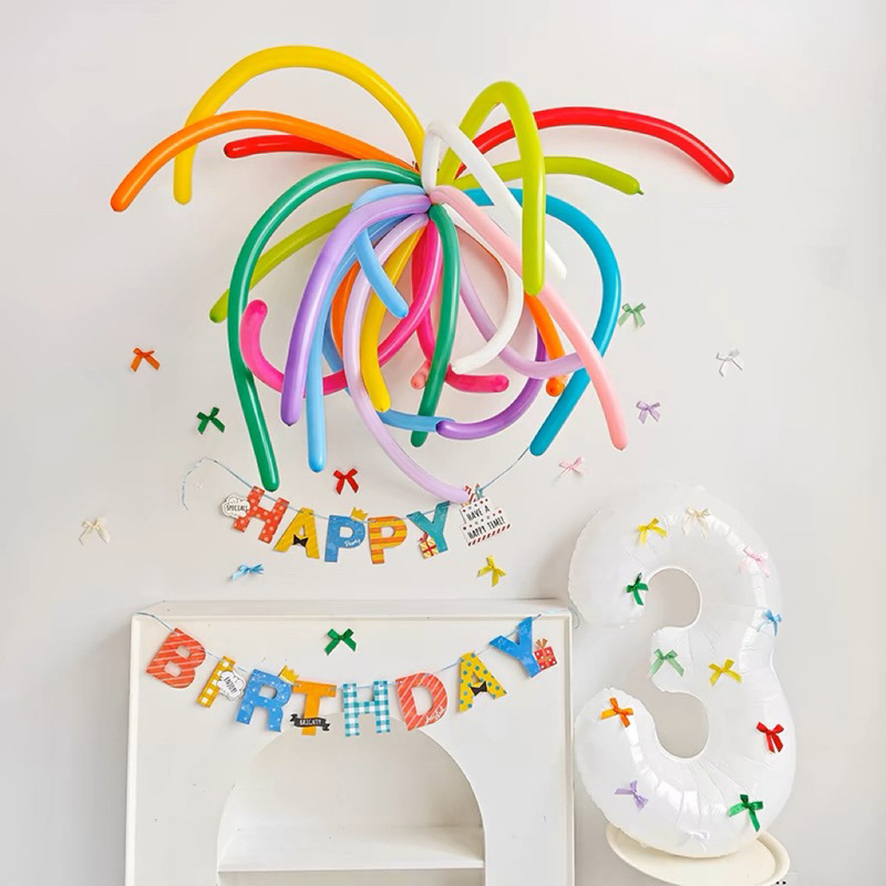 Macaron dopamine series fireworks long balloons children's birthday party scene decoration arrangement photo props