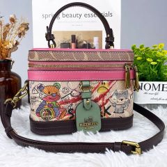 Popular graffiti contrasting color box bucket bag 2024 new high-end niche handbag single shoulder crossbody female small bag