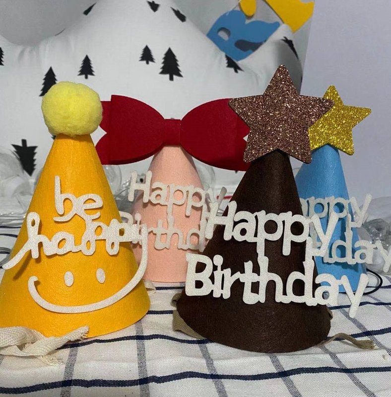 Korean ins style baby first birthday non-woven felt hat first birthday decoration birthday hat