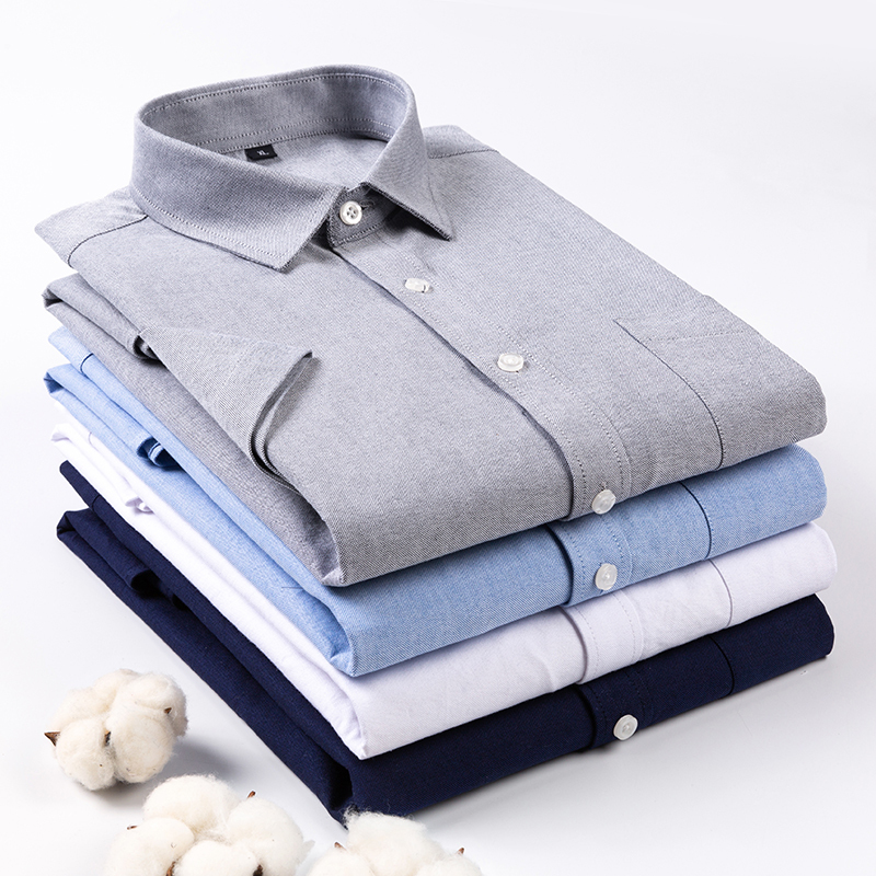Short-sleeved shirt men's Oxford shirt Korean style slim youth handsome bottoming shirt