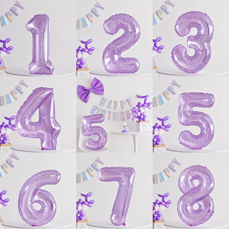 32-inch Purple Crystal Jelly Color Number Balloon Children's First Year Party Decoration Photo Props Birthday Arrangement