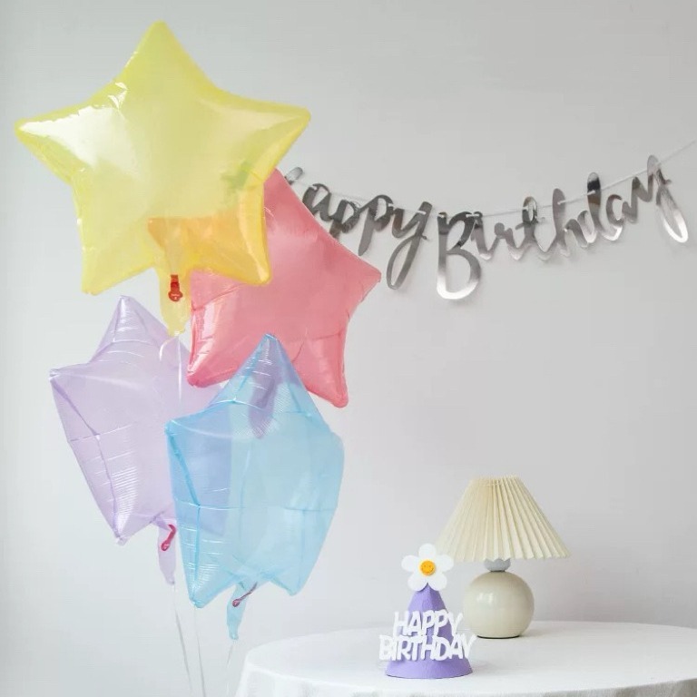 18-inch transparent crystal jelly color love five-pointed star aluminum film balloon children's birthday arrangement photo props wholesale