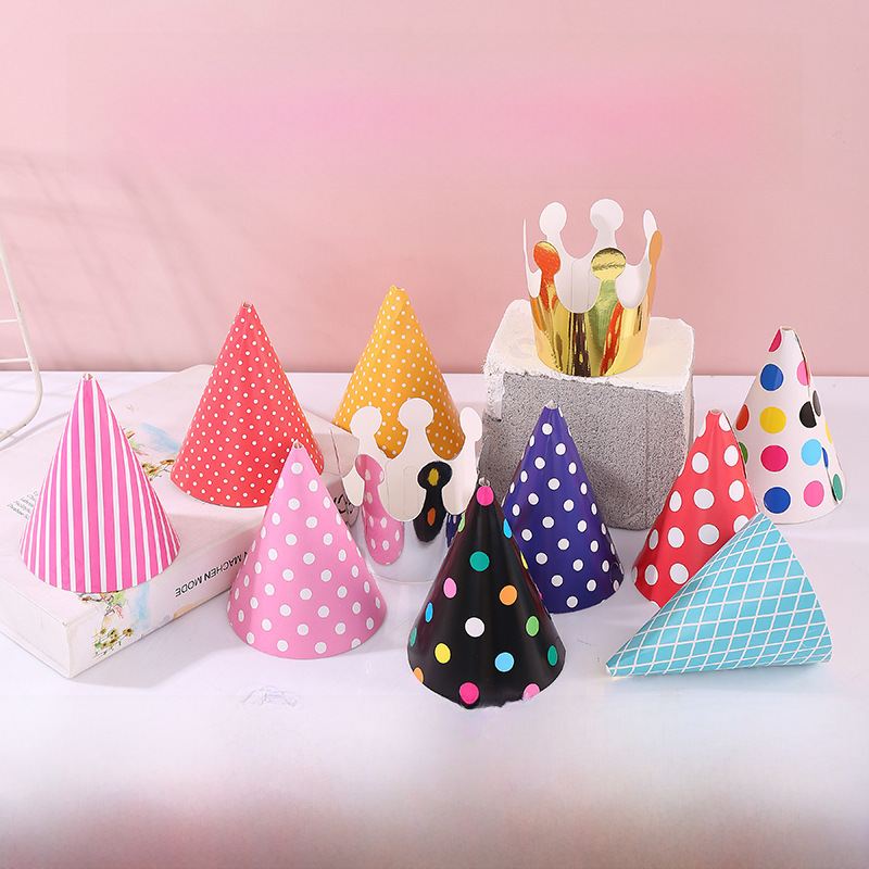 Christmas Cartoon Birthday Hat Set Children's Atmosphere Decoration Fur Ball Pointed Hat Crown Tricorn Hat Wholesale
