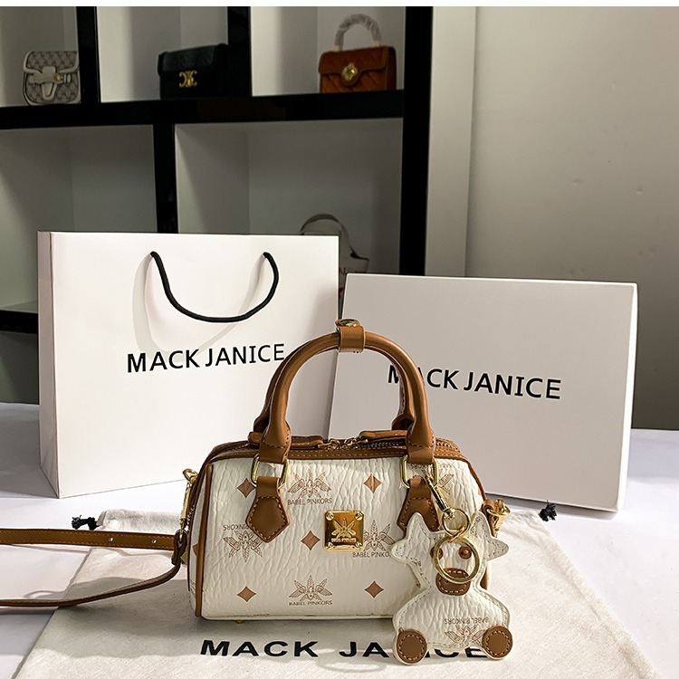 Lychee textured Boston bag for women new style printed crossbody bag for women