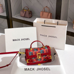 High-end printed handbag 2024 red bridal wedding bag small square bag wholesale