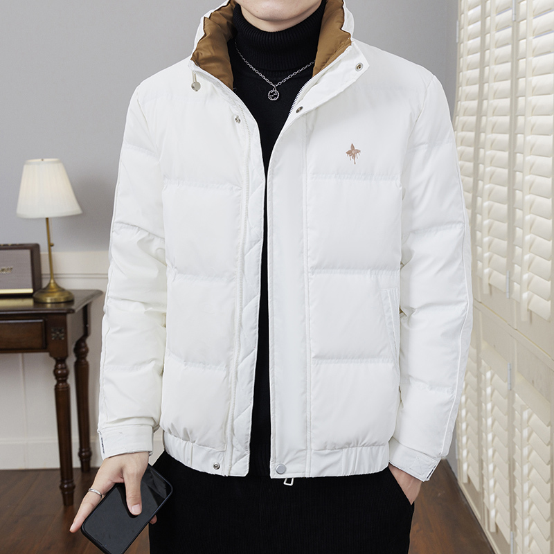 Winter down jacket men's stand collar light and warm white duck down jacket short large size windproof winter clothing trendy