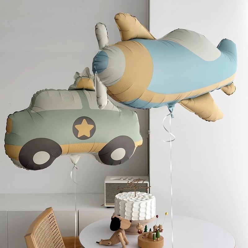 ins cute matte frosted car airplane bear rainbow aluminum film balloon children's birthday first birthday arrangement balloon