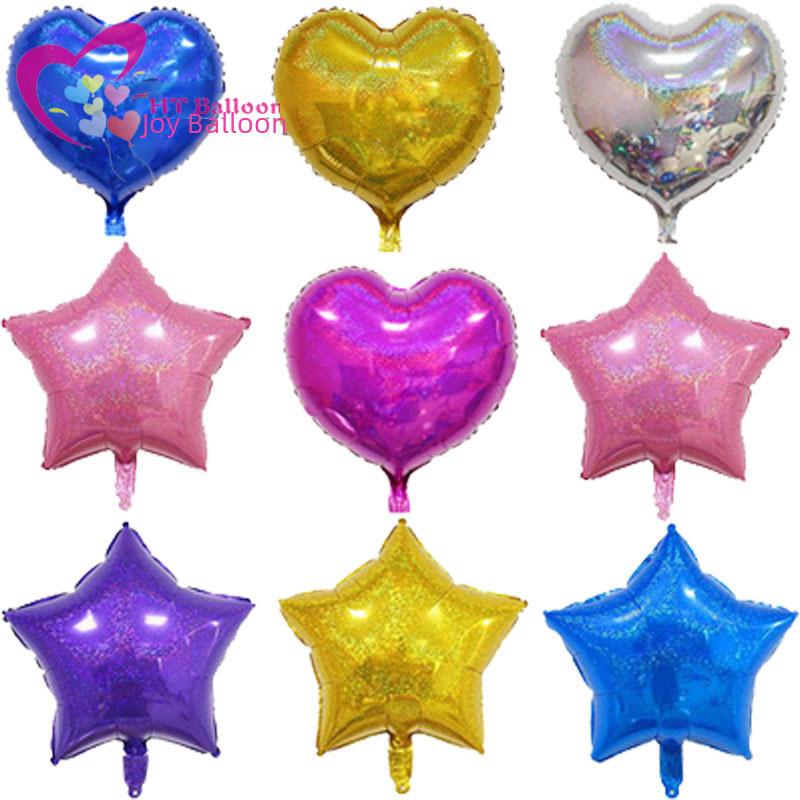 18-inch laser five-pointed star love aluminum film balloon party wedding balloon decoration children's toy balloon