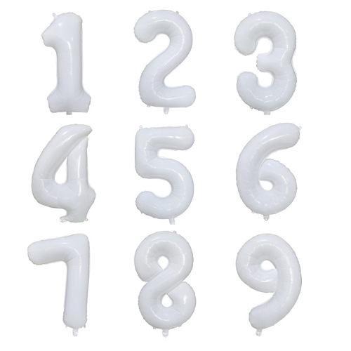 Douyin aluminum foil balloon 40-inch American version milky white digital balloon birthday party layout floating aluminum film balloon