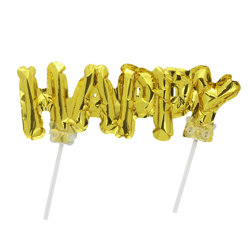 Cross-border hot-selling children's inflatable birthday cake inserts decorated with alphanumeric balloons flowers inserts aluminum film balloons