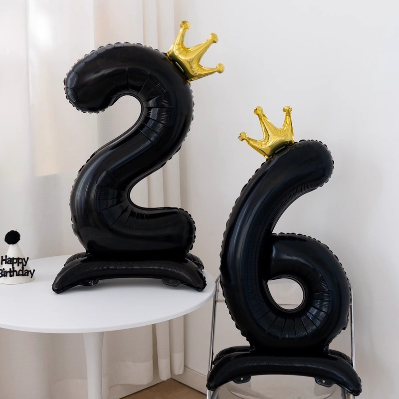 40-inch base black digital aluminum film balloon birthday decoration scene layout boy and girl birthday photo balloon