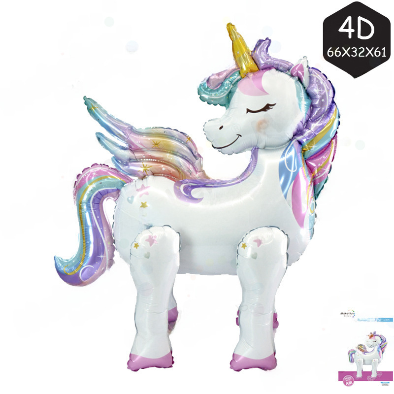 4D spliced ​​button standing animal children's birthday party party outfit independent package decorative aluminum film balloon