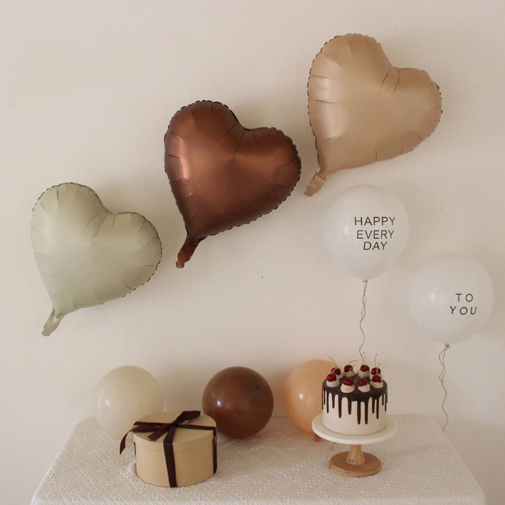18-inch cream caramel chocolate color retro love aluminum film balloon children's birthday party photo decoration arrangement