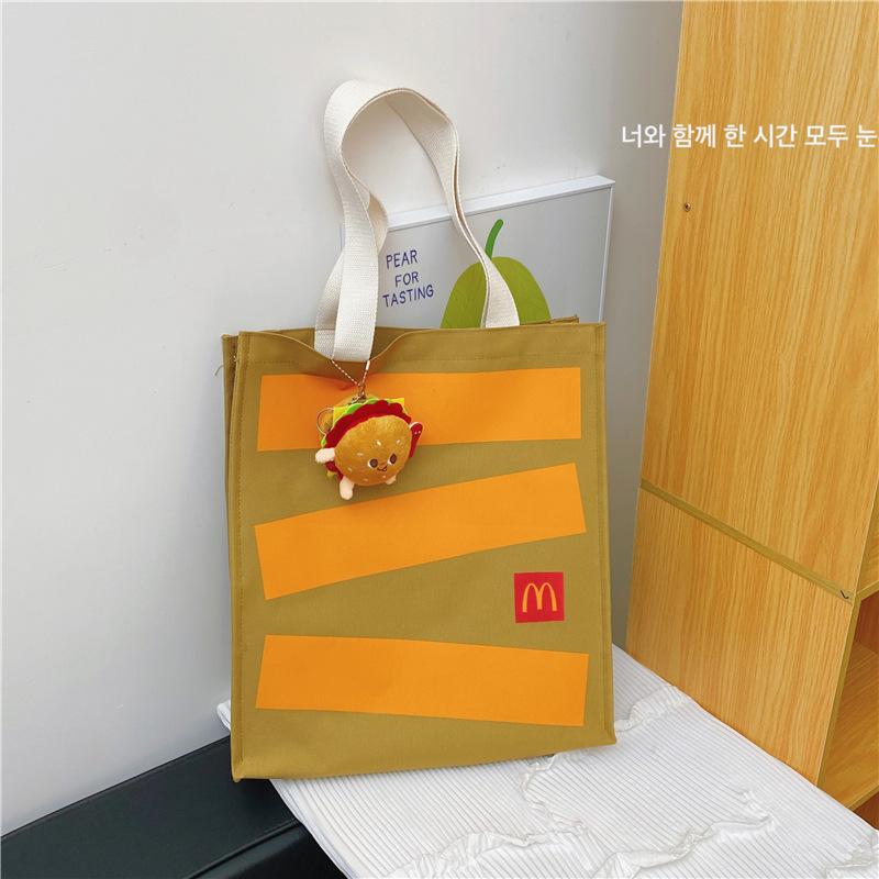 Handbag Korean style large capacity printed personalized casual versatile canvas bag commuter student class ins armpit bag