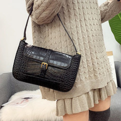 Bags Autumn Women 2024 Crocodile Pattern Crossbody Bag Niche Underarm Baguette Shoulder Bag Versatile Genuine Leather Bag for Women