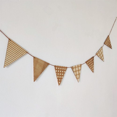 INS pure wooden pennant pull-up flag Nordic style children's day party dress wall forest hanging string