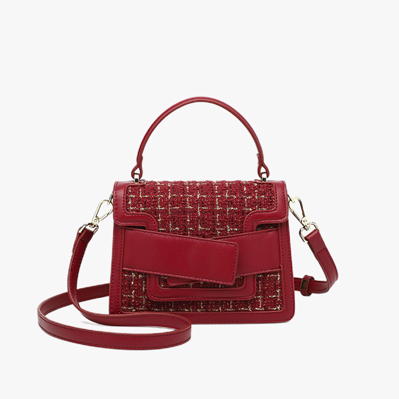 2024 new trendy high-end fashionable red bridal wedding bag versatile Nizi portable one-shoulder cross-body small square bag