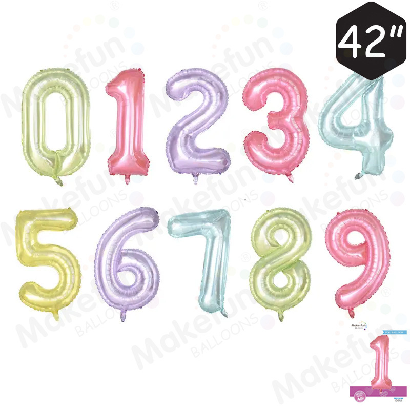 Cross-border crystal jelly color American version 42-inch slimming digital party decoration arrangement with individually packaged aluminum film balloons