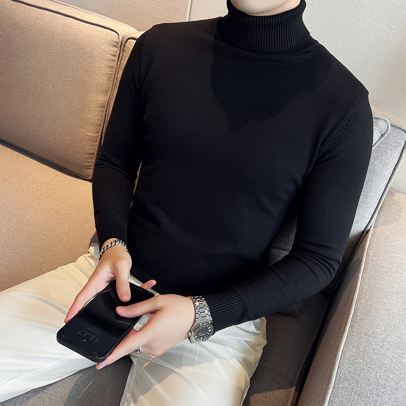Autumn and winter Korean style turtleneck slim bottoming pullover solid color sweater exquisite sweater black