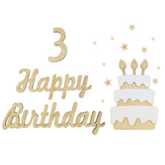 Spot Wooden Hundred Days Photo Props Cake Decoration Happy Birthday Decoration Party Birthday Arrangement Photo Supplies