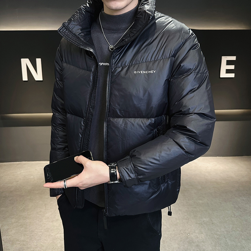 Winter men's stand collar slightly loose printed bread down jacket