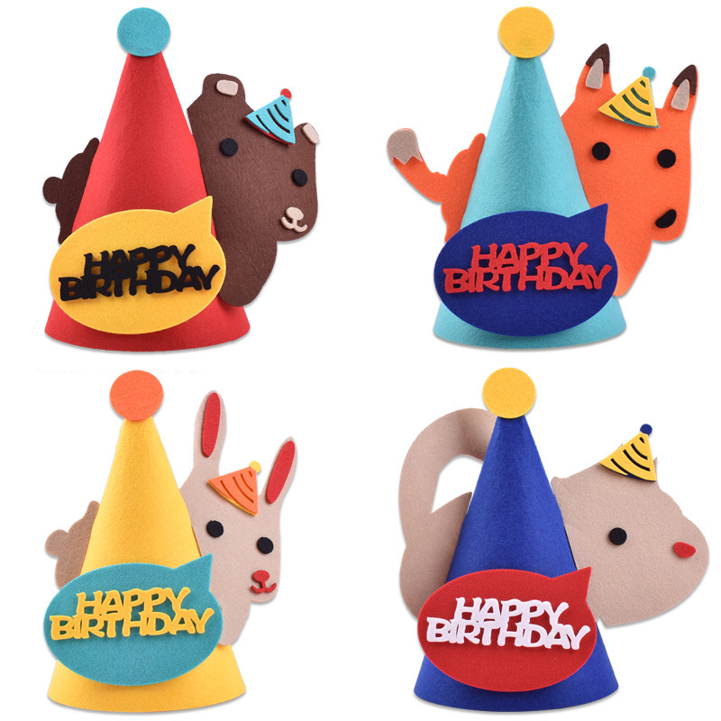Creative diy felt cloth birthday hat for children and adults crown party hat baby first birthday scene decorative headwear